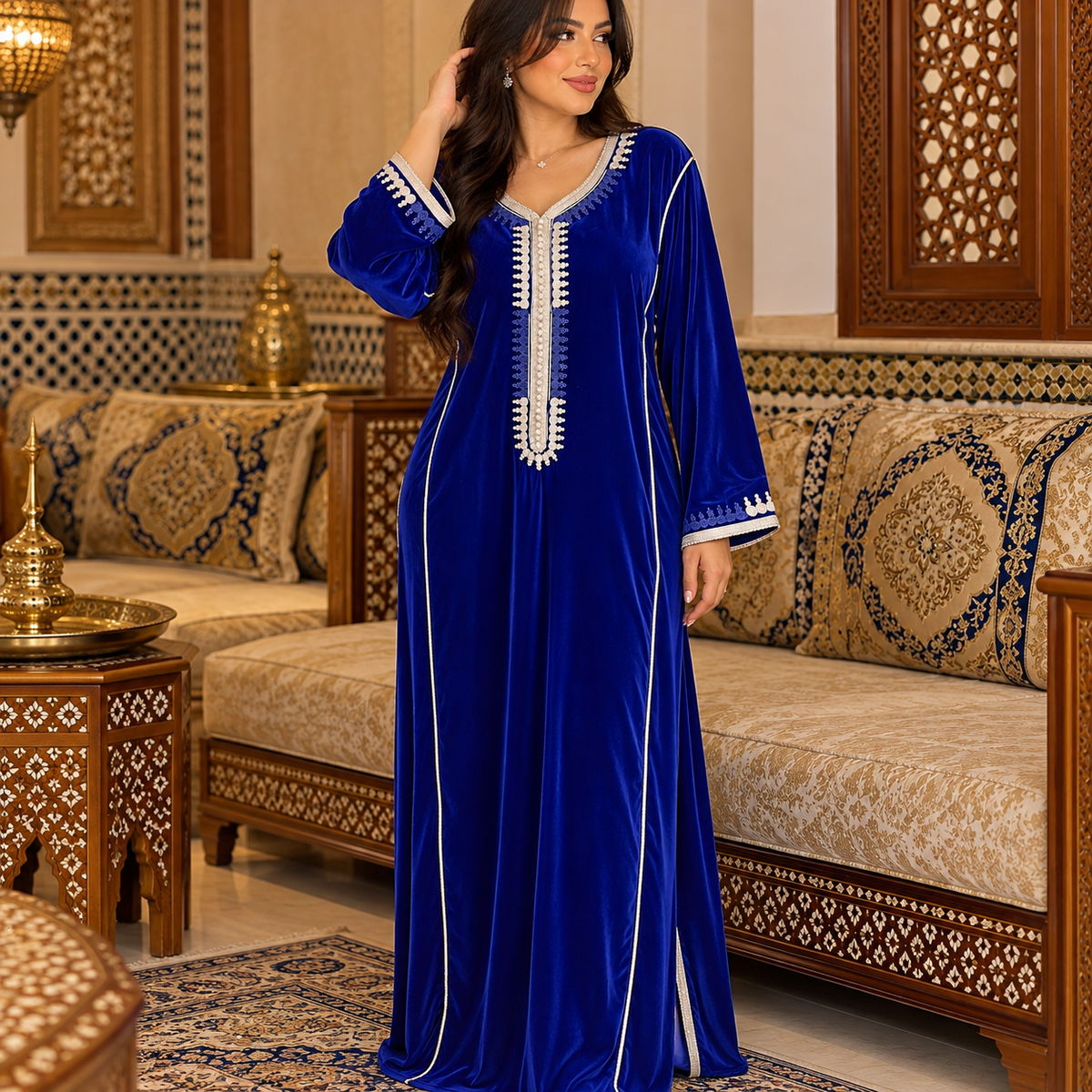 Djellaba Marocaine en Velours – Élégance & Raffinement