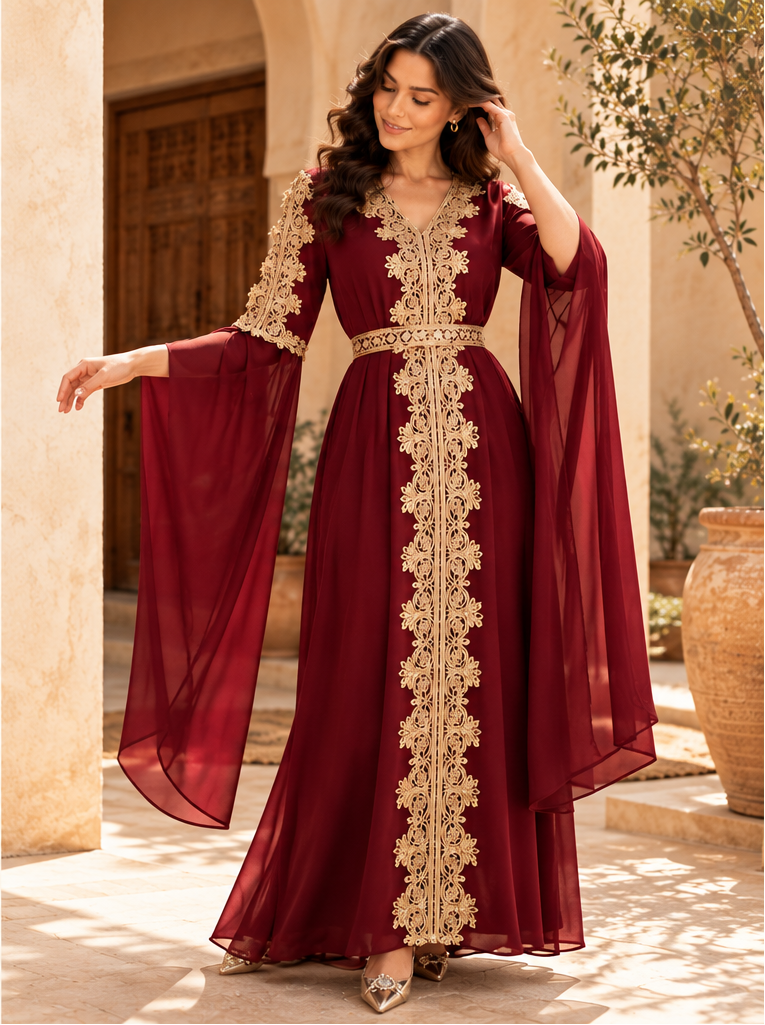 Caftan Marocain Élégance Émeraude