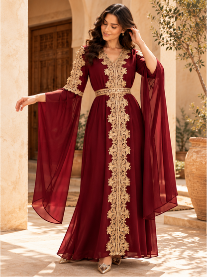 Caftan Marocain Élégance Émeraude