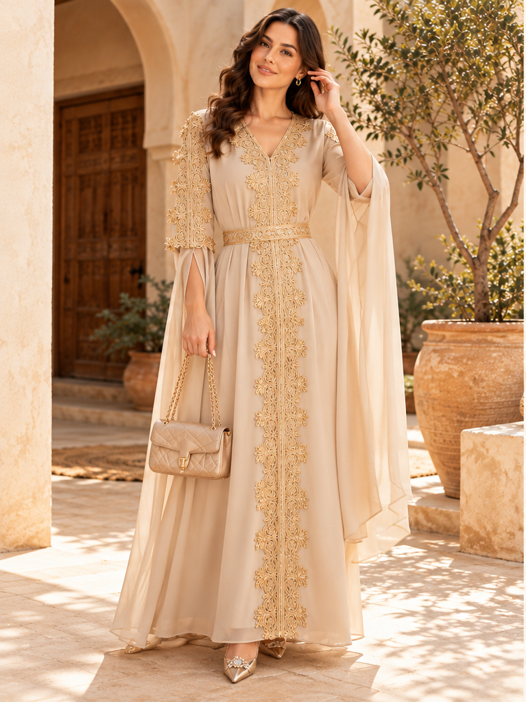 Caftan Marocain Élégance Émeraude
